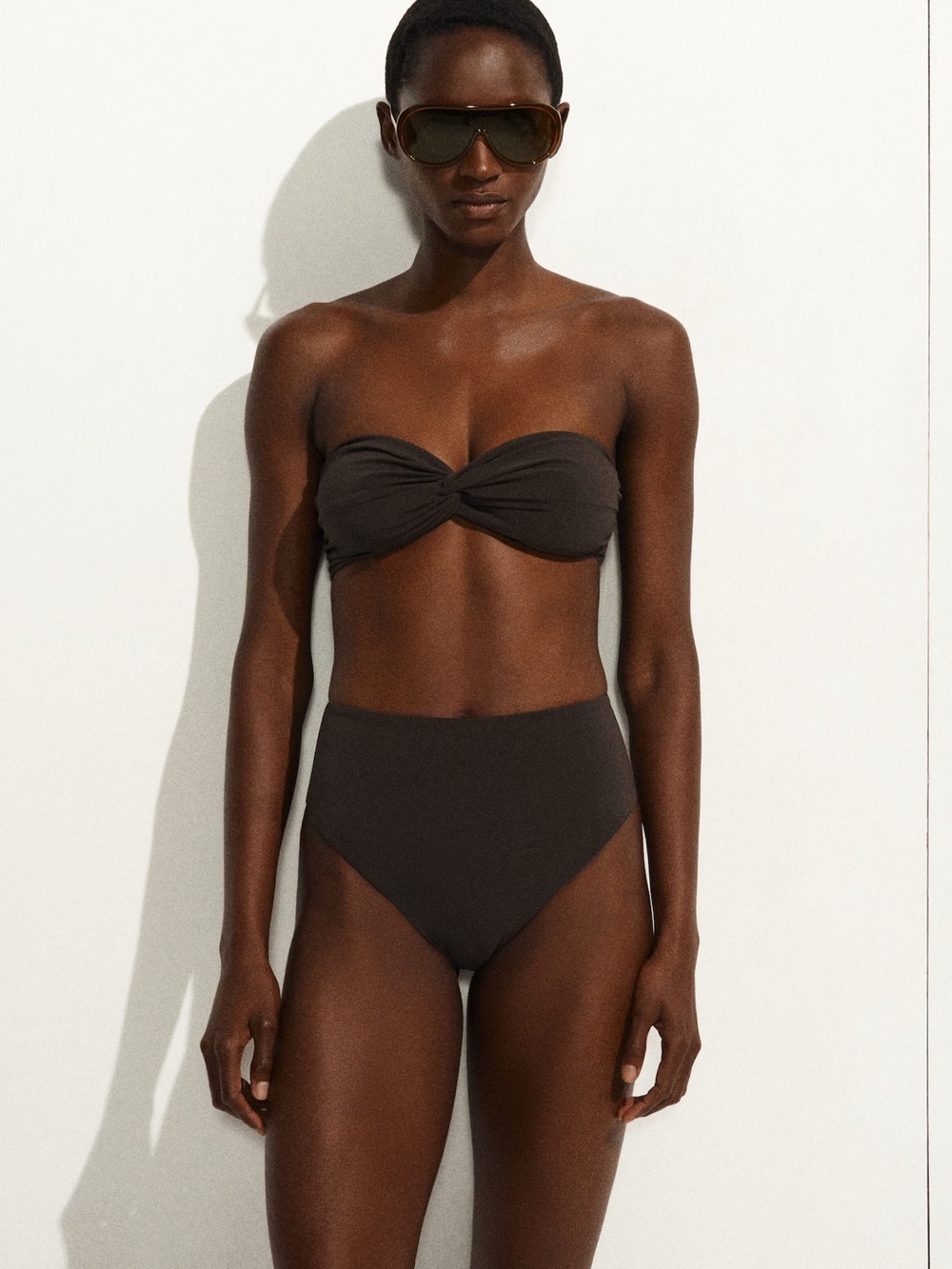 COS TWISTED TEXTURED BANDEAU BIKINI TOP & BRIEFS